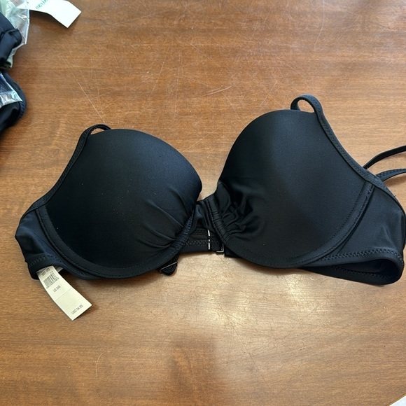 AERIE Black Lightly Padded Push Up Underwire Swim Top 34B - Picture 2 of 5